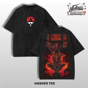 Retro Limited Itachi Sharingan Uchiha Naruto Anime Oversized Washed T-Shirt Vintage Graphic Tee Heavyweight 280 GSM Unisex Y2K Streetwear Otaku Manga Movie Fans Gift