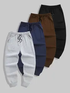 Men's Solid Color Drawstring Waist Sweatpants, Casual Regular Fit Jogger Pants for Spring & Fall, Men's Trousers for Daily Wear