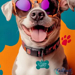 Personalized Floral Dog ID Tag – Custom Engraved Name