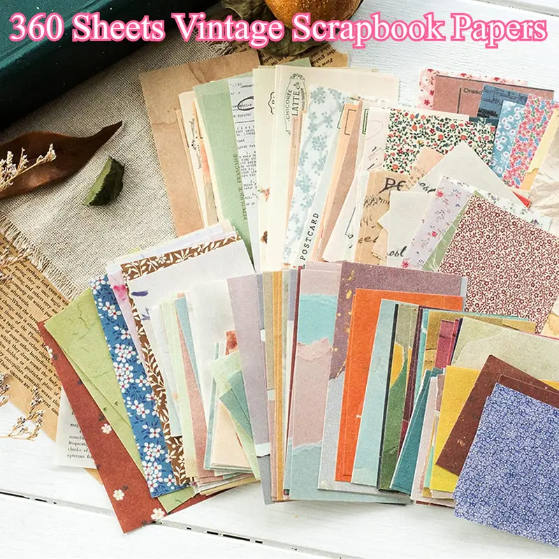 360-Sheet Pen-Friendly Matte Vintage Craft Paper (2.13inchx3.54inch), Aesthetic Colors Decorative Stationery for Travel Journal Embellishment & Artwork, Hand Tool Kit Supplies for Scrapbooking