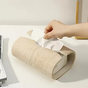 Wabi-Sabi Style Tissue Box - Curved Rectangular Resin Holder, a Durable & Minimalist Decor Piece, Bathroom Essentials Accessories for Coffee Table, Bathroom or Model Home
