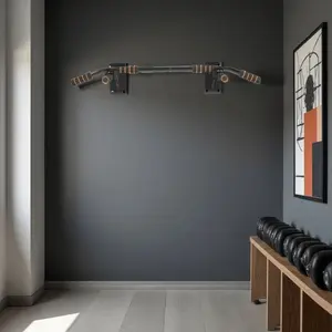 Premium Wall Mount Pull Up Bar | 1400LB Max Weight, Integrated Home Gym Kit with Hanging Straps, Suitable for Weight Training, Dips, Chin-Ups, Push-Ups & Core Fitness – Black Commercial Strength Gear