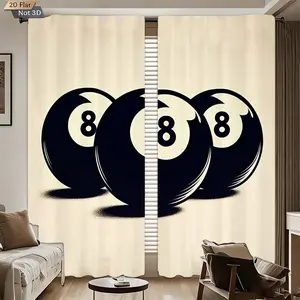 2pcs Creative Print Curtains, Light Blocking Drapes, Polyester Fiber, Kitchen Bedroom Office Living Room Decor, Door Curtain (no Rod)