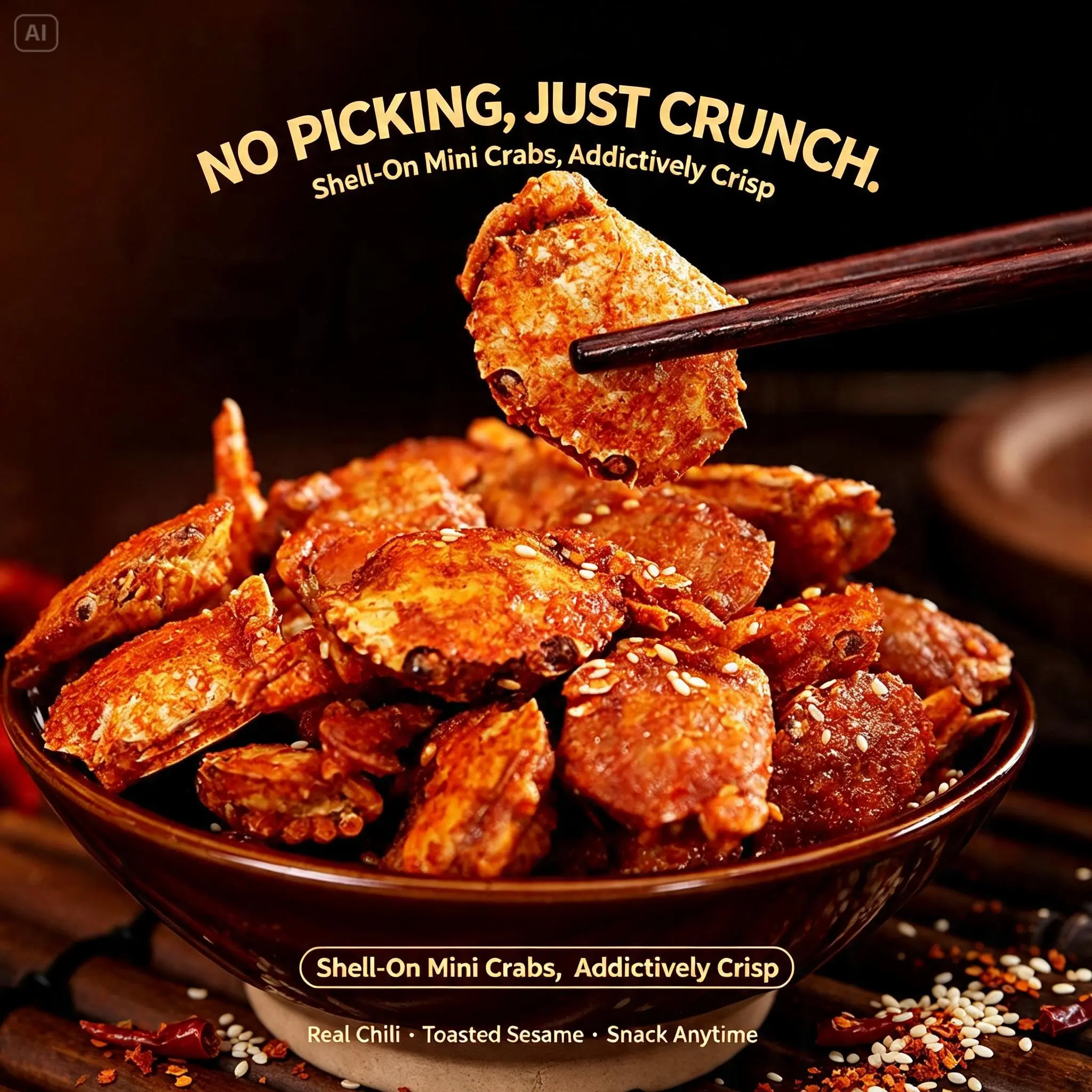 The perfect snack for drinks and gatherings—Spicy Mini Crabs.