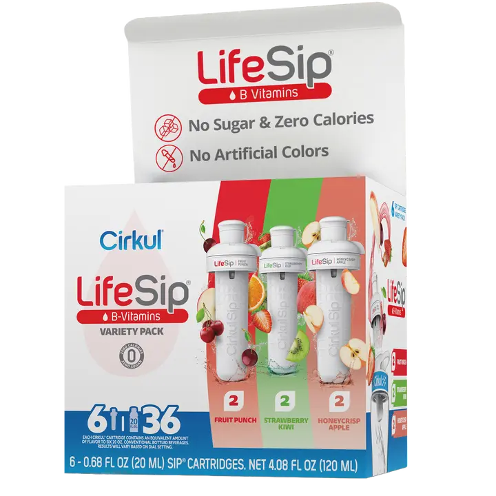 LifeSip® 6-Piece Fruit-Infusable Drinkware Variety Pack - Kitchen Accessories, 2 Fruit Punch, 2 Strawberry Kiwi, B Vitamin-Enriched for Everyday Use