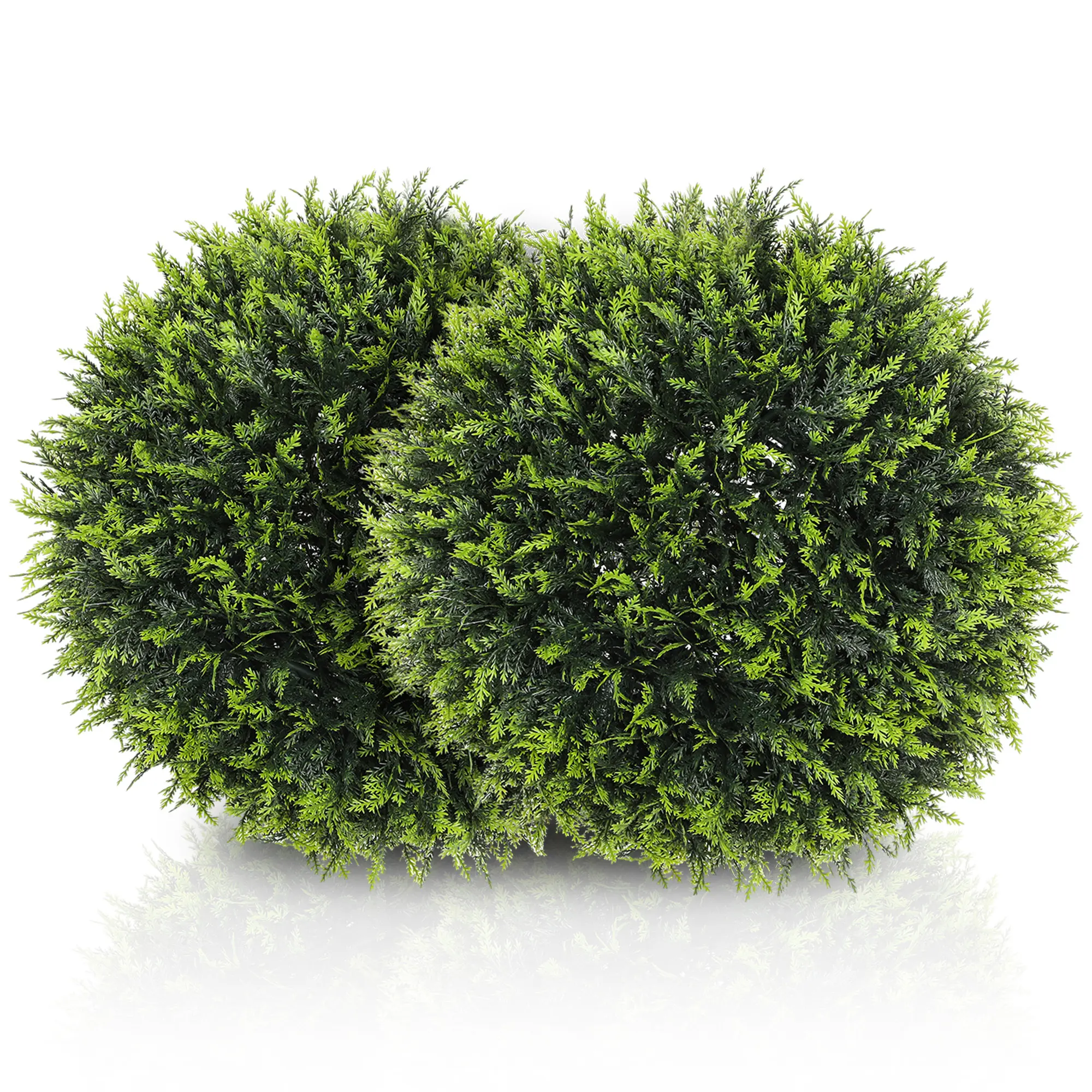 HOMCOM Topiary Balls Set of 2 17.7 Inch Artificial Plant, UV-Protected Anti-Fading Faux Decorative Cedar Balls, Fake Plants for Home Indoor Outdoor Decor, Green