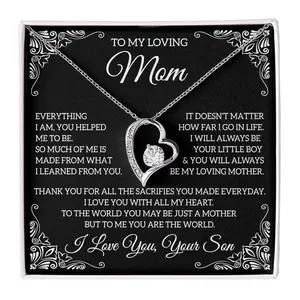To My Loving Mom, Gift From Son, Mom Gift Mom Necklace, Forever Love Necklace, Necklaces with Meaningful Messages Card Inside, unique gift ideas, Thoughtful and useful gift for your loved