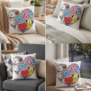[Pillow Cover ONLY] Cute Cartoon Pillow Cover – K-Pop Fan Decor Cushion Case