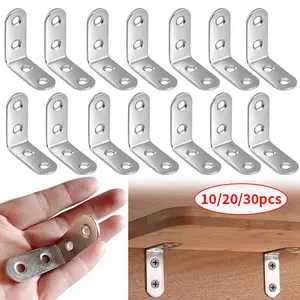 10/20/30pcs corner code, stainless steel bracket connecting piece 90 degree right angle fixing piece, furniture reinforcement hardware accessory L-shaped
