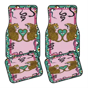 4pcs Pop Art Leopard Snake Eye Car Floor Mats, Anti-Slip Polyester, Durable Absorbent, Easy to Clean, Suitable for Trucks, Vans, Suvs