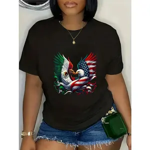 Unisex America Mexico Flag Vintage Mexican Roots American T-Shirt Vintage Graphic Casual Men's Women's Tee