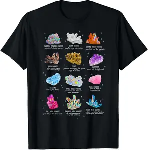100% Cotton Trendy Crystals Healing Chart T-Shirt