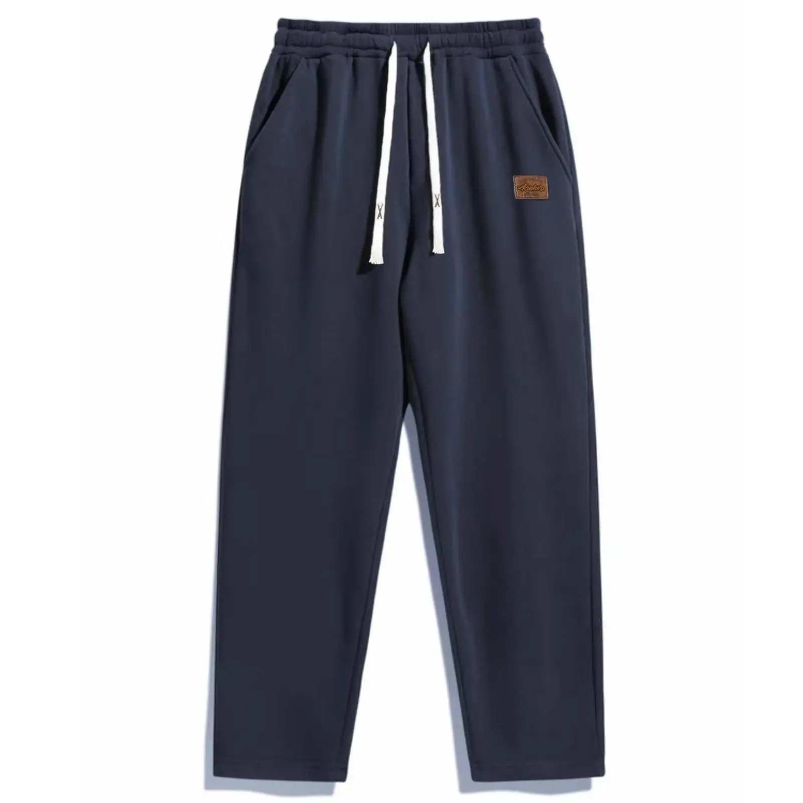 Men's casual pants for autumn and winter, regular fit solid color sweatpants, men's daily wear pants, autumn pocket design drawstring long pants for men