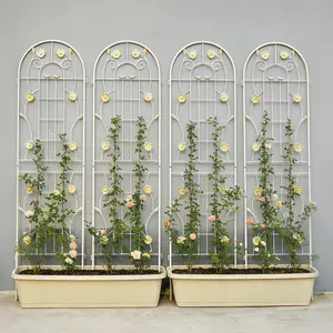 4 Pack Metal Garden Trellis 71" x 19.7" Rustproof Trellis for Climbing Plants Outdoor Flower Support Cream White