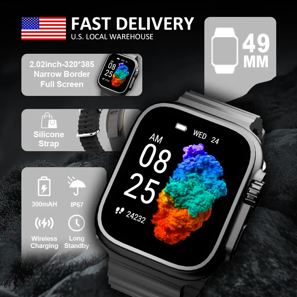 Adventure-Ready Smartwatch 49mm Calls Health Tracking 2.02 HD Display Unisex Fitness Watch for Outdoor Life Wearable Smartphone Wristwatch