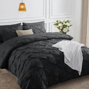 - King Size Comforter 7 (102"x90") Black Comforter Pintuck Gothic a Bag King Size Pinch Pleated King Complete Sets with,PillowcasesShams