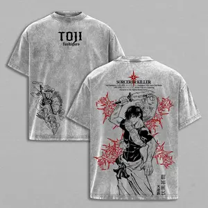 Toji Fushiguro Tee Washed – Jujutsu Kaisen: Execution The Shibuya Incident × Culling Game Prelude Vintage Oversized Heavy Cotton Double Printed Front & Back Anime Manga T-Shirt, Retro Unisex Streetwear Battle Scene Edition, JJK Sorcerer Killer Graphic Top