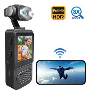 Vlogging Camera, Handheld Portable Camera, 1080P HD Sport Camera with 180° Rotatable Lens, 8x Zoom, Anti-Shake Stabilization, Loop Recording & Rechargeable Battery for Vlogging