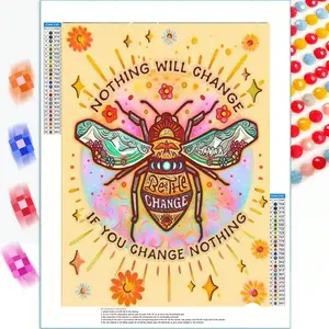 5D DIY Diamond Painting, Embrace Bee the Change DIY Diamond Painting Set, Fantasy Canvas Wall Art That Shines Home Decor Diamond Painting, Mosaic Kit, DIY Kits, DIY Your Own Wall Art, Enjoy The Fun Of Crafts, Best Gift