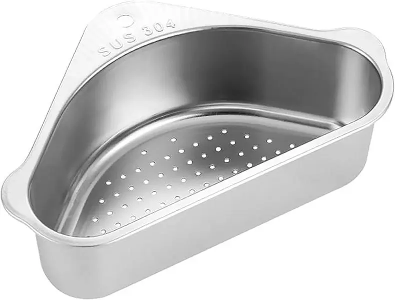 Stainless Steel Sink Strainer Basket Triangle Sink | Triangle Sink Drainer Basket for Sink Food Strainer or Storage Rack (silver)