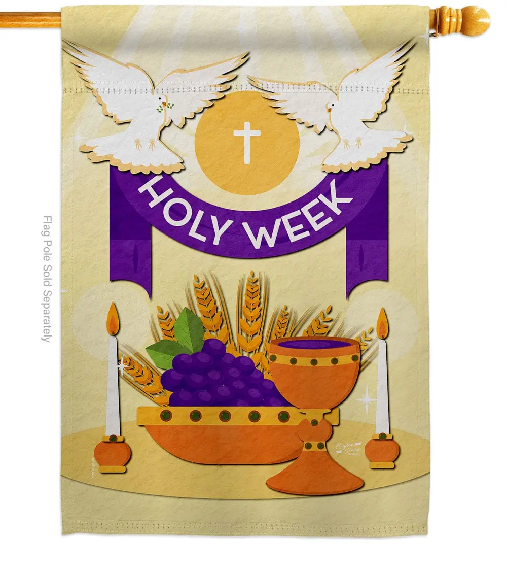 Angeleno Heritage H137449-BO Reversible Polyester Religious Holy Week House Flag, 28"x40" Multi-Color, UV-Resist All-Seasons Indoor/Outdoor Hanging Home Banner with Hanger