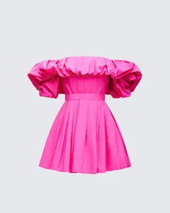 Rose Pink Corset Off Shoulder Mini Dress