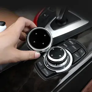Car Multimedia Button Cover, Car Multimedia Big Knob Covers Button Trim Control, Car Interior Accessories for BMW 1 2 3 4 5 6 7 Series X1 X5 X6 F20 F30 F10 F07 E60 E90 E70, Car Interior Decorative