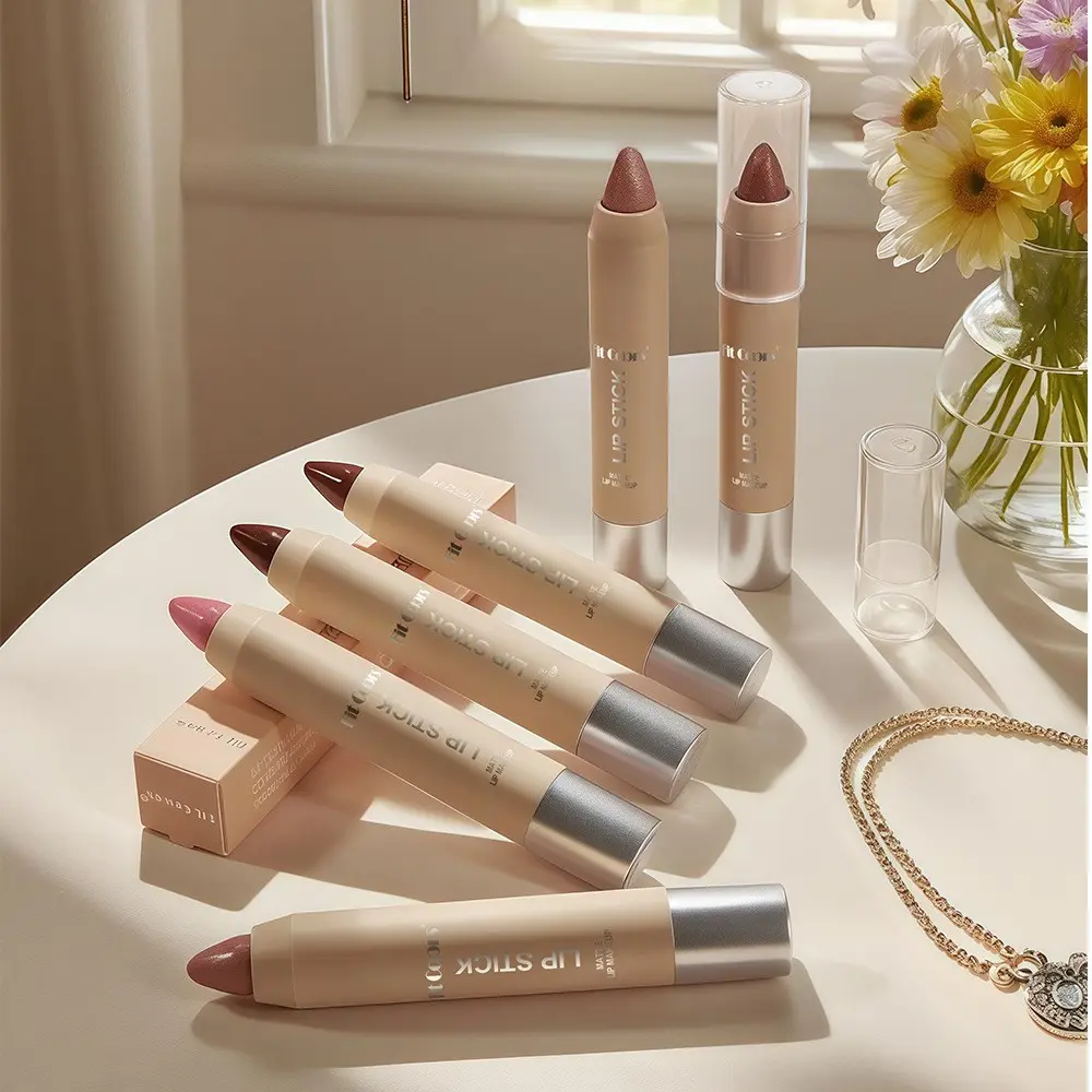Fit Colors 6 Color Pearl Lipstick Pen, Matte Long-Lasting Pigment, Chameleon Metal Fine Glitter, Glossy Finish, Individual Lipsticks