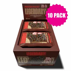 Legendary foods Decadent Chocolate Cake Protein Pastry 20g Protein 4g Net Carbs Gluten Free Keto Friendly Snack Dessert - 10 pack