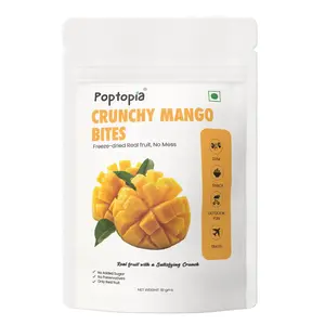 Poptopia Freeze Dried Crunchy Mango Bites, Real Mango Fruit Snack, No Added Sugar, Vegan, Gluten Free, Tropical Fruit Snack, 18g Pack
