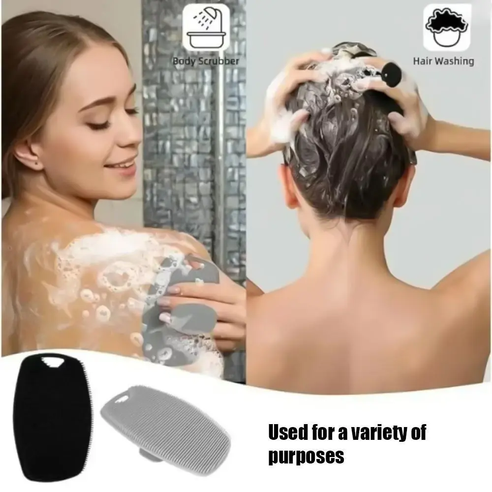 Portable Silicone Bath Brush, Wall-Mountable Head Scratcher, Dual-Sided Soft Bristles for Deep Cleaning, Exfoliating Shower Tool
