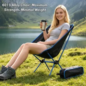 6013 Aluminum Alloy Folding Moon Chair, Ultra-Light Portable Camping Chair, Portable Travel Chair, Fishing Beach Outdoor Bench, Unisex Family Weekend Fun