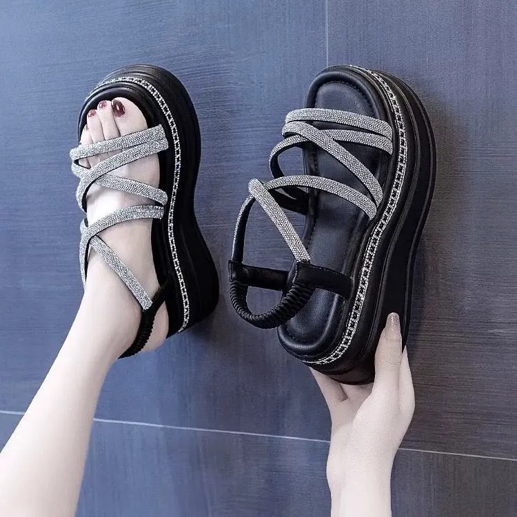 Inner heightening Roman sandals for women 2023 new summer new Internet celebrity thick-soled platform sports fashion beach sandals Shoe