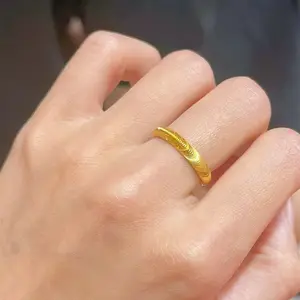 Sand Gold Sparkling Ripple Cat Eye Ring Exquisite High Grade Sensible Ring for Women