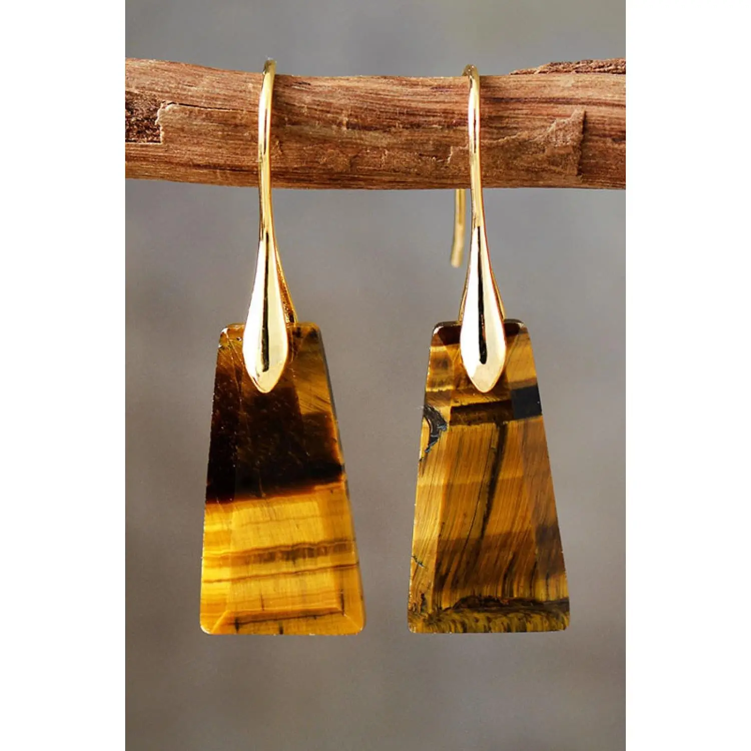 Handmade Geometrical Shape Natural Stone Dangle Earrings