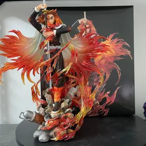 Demon Slayer Kyojuro Rengoku Figure Flame Pillar, Flame Effect Statue, Detailed Design, Anime Collectible, Perfect Gift for Fans, High-Quality Material