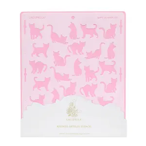 Flexible Reusable Plastic Cat Cake Decorating Stencil, Bakeware Kitchen Decorating Tool