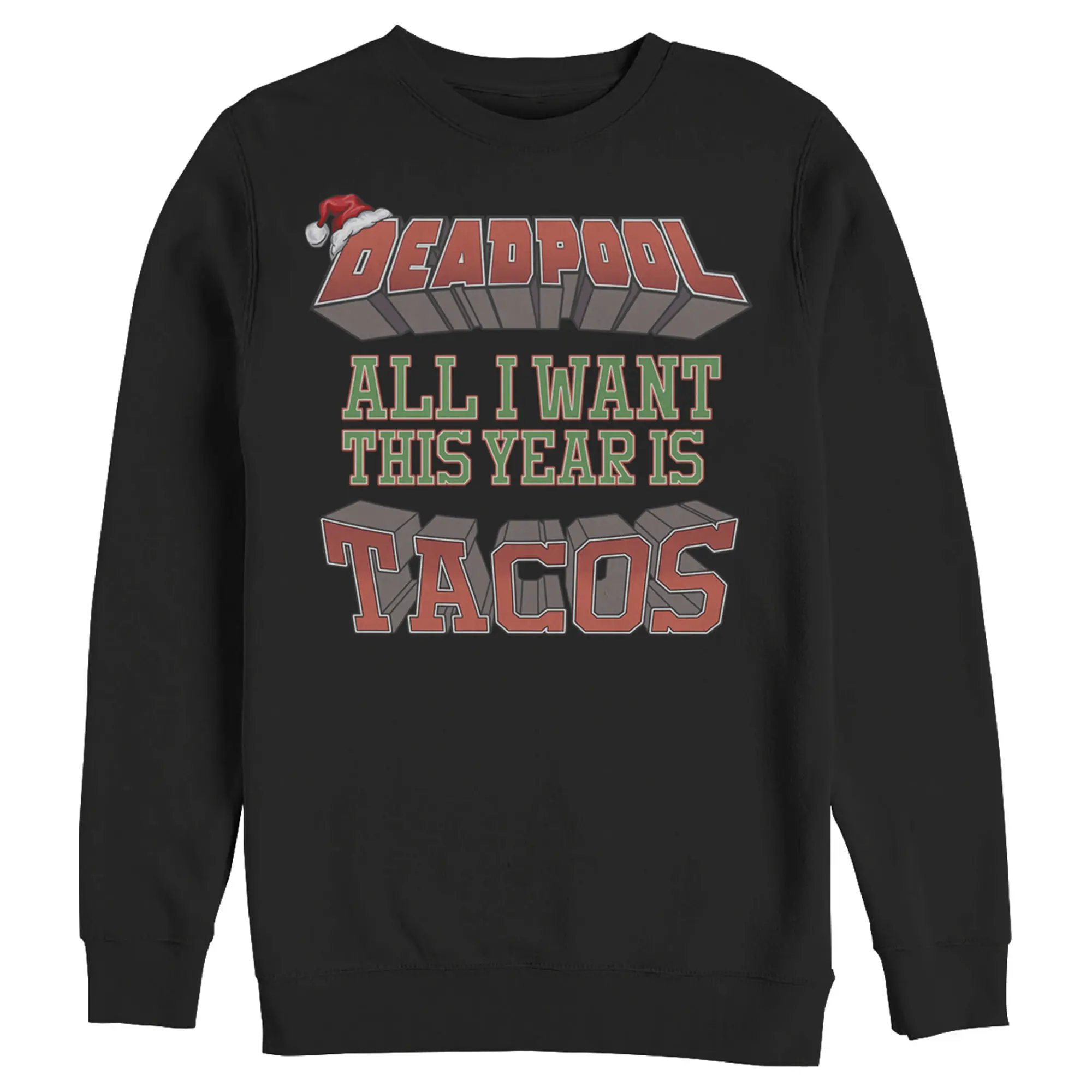 Men's Marvel Christmas Deadpool Wants Tacos Sweatshirt