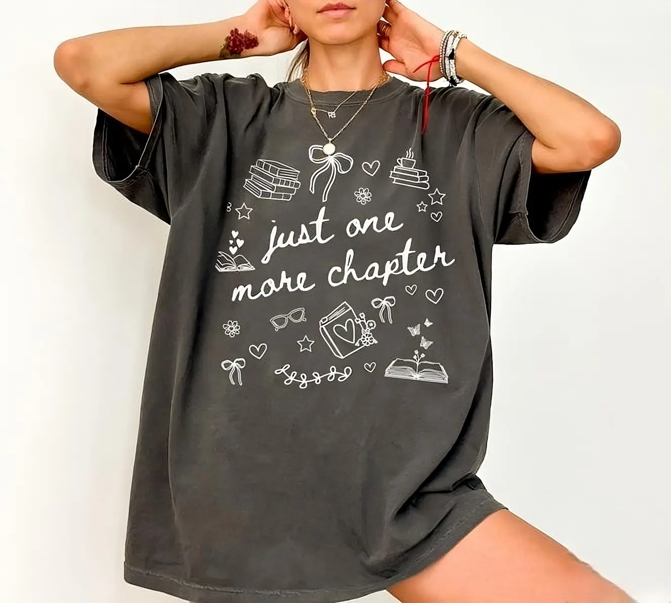 Just One More Chapter Tshirt, Bookish Merch Book Lover Shirt, Bookish Girly Tee, Reading Shirt, Reader T-Shirt, Cute Book TShirt