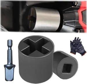 Universal Jack Socket Adapter for Hand Drill, Heavy-Duty Socket Converter for Scissor Car Jack, Rust-Resistant Steel, Easy Tire Change Tool (A)