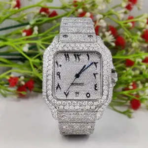 Unisex Quartz Wrist Watch, Arabic Dial, Open Face, Fully CZ Iced Fashion Accessory