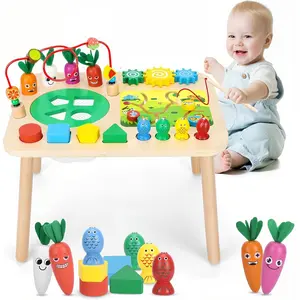 Activity Table 7 in 1 Wooden Sensory Play Table for Toddler 1 2 3, Learning Toys for 1 2 Year Old Baby 12-18 Months, 1st Christmas Birthday Gifts for Girls Boys