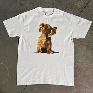 Dog With Headphones Funny Casual Cotton Tee 6OZ