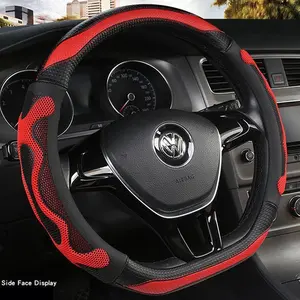 New D shape steering wheel cover universal car steering wheel protection embroidered leather steering wheel wrap wheel accessori