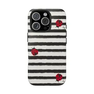 Chic Stripe Ladybug Phone Case, Gorgeous & Stylish Phone Case For Girl iphone  14  promax