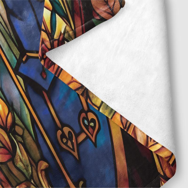 1PC Beauty and Beast Cartoon Printing, skin -friendly, warm, soft, four seasons, family office travel thickened flavor blankets birthday gift