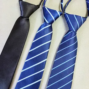 3-Pack Men's 1200-Needle Solid Color Polyester Zipper Stripe Tie Set, Classic Retro Business Versatile Tie Suitable for Work, Interviews, Banquets, etc., Black, blue and white coarse pattern, blue and white fine pattern, tie optional
