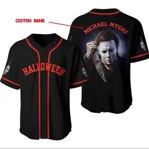 Funny Horror Baseball Jersey,Custom Name Baseball Jersey, Halloween Jersey Shirt, Horror Character Jersey Shirt