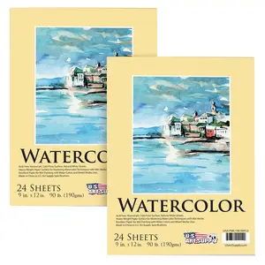 9" x 12" Premium Heavyweight Watercolor Paper Pad, Pack of 2 (24 Sheets Each), 140lb (300gsm) - Spiral Bound, Cold Pressed, Acid-Free, Wet, Water Color Paper - For Artists, Students