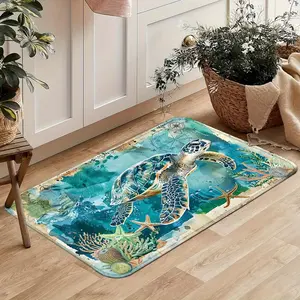 [Sea Turtle Thickened Rugs] 1/2pcs Sea Turtle Thickened Rugs | Non-slip Washable Kitchen Mat | Carpet Floor Mat for Living Room Bedroom Bathroom Coffee Table Door Home Decor
